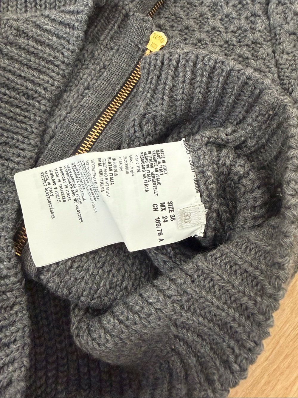 MiuMiu Short Textured Zip-Front Sweater - Gray - Picture 5 of 7